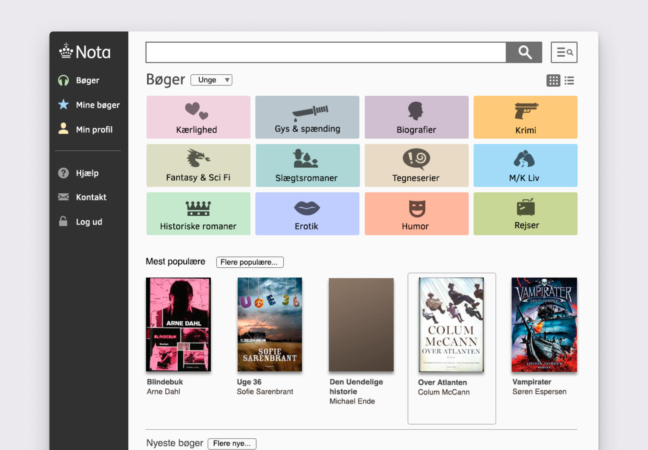 In the browsing section, it was important to make it simple and easy to navigate for all user groups. High contrast and clear forms for the visually impaired and icons for the people with dyslexia.